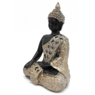 Tradineur - Figura de Buda sentado, estatua decorativa "Bhumisparsha Mudra" de resina, regalo original, meditación, relajación, 11,5 x 7,8 x 5,5 cm