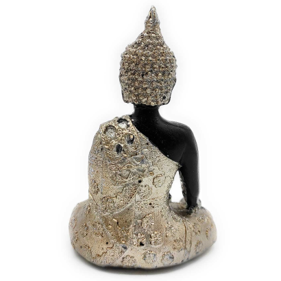 Tradineur - Figura de Buda sentado, estatua decorativa "Bhumisparsha Mudra" de resina, regalo original, meditación, relajación, 11,5 x 7,8 x 5,5 cm