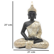 Tradineur - Figura de Buda sentado de resina "Dhyana Mudra", estatua decorativa, regalo original, meditación, relajación, 27 x 21 x 10 cm