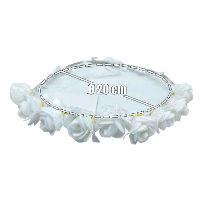 Tradineur - Corona de flores blancas - Diseño único - boda, fiesta, fotografía, compromiso, graduación, fiesta, concurso de belleza - Ø 20 cm.