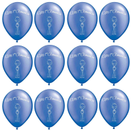 Tradineur - Set de 12 globos para Primera Comunión de látex de caucho natural, decoración en fiestas, celebraciones, hogar (Azul, Niño)