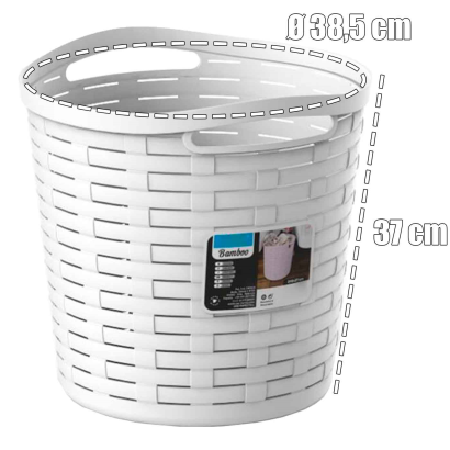 Tradineur - Cesta redonda con asas - Fabricado en plástico - Especial para baños de hogar o trabajo - 30 Litros - Ø 38,5 cm - Color Surtido