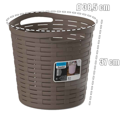 Tradineur - Cesta redonda con asas - Fabricado en plástico - Especial para baños de hogar o trabajo - 30 Litros - Ø 38,5 cm - Color Aleatorio