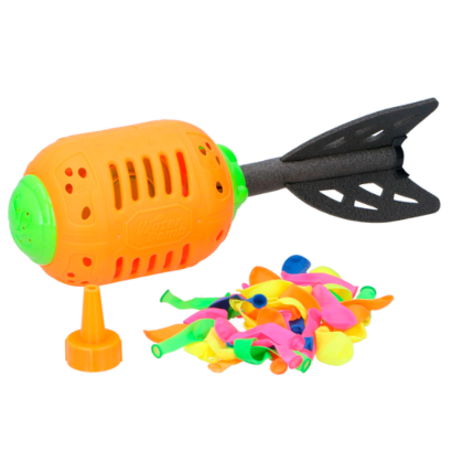 Tradineur - Juego splash rocket con 50 globos de agua, cohete loco, juguete de agua para exterior, verano, niños, 27 x 9 cm, color aleatorio