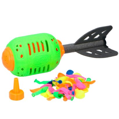 Tradineur - Juego splash rocket con 50 globos de agua, cohete loco, juguete de agua para exterior, verano, niños, 27 x 9 cm, color aleatorio