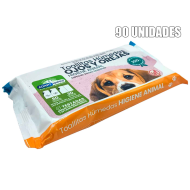 Tradineur - Toallitas higienicas para mascotas - Especiales en zonas sensibles, ojos y orejas - Incluye 30 Toallas. (60 pequeñas y 30 grandes)