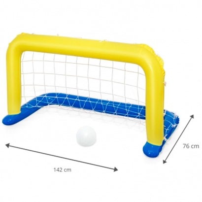 Tradineur - Portería de waterpolo hinchable con pelota, flotante, inflables para piscina, diversión, verano, 76 x 142 cm, diseño aleatorio