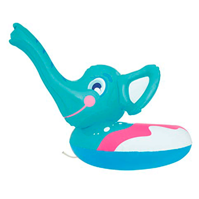 Tradineur - Flotador infantil hinchable elefante con pulverizador en la trompa 69 x 61 cm, anillo, asiento natación niños con bomba manual, playa y piscina, 3-6 años, color aleatorio