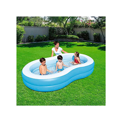 Tradineur - Piscina hinchable ovalada 262 x 157 x 46 cm, piscina inflable 544 litros, paredes extra gruesas, exterior, jardín, patio, fácil de montar, azul