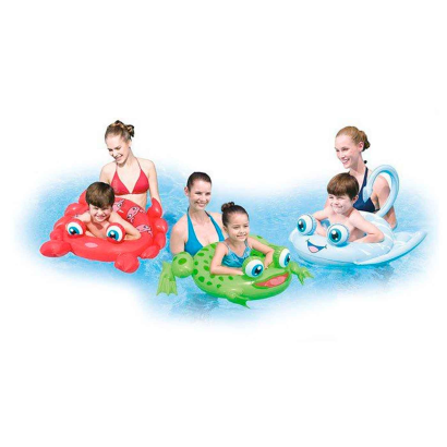 Tradineur - Flotador hinchable infantil con forma de animales, vinilo resistente, 3 modelos distintos, Modelo surtido. 86 x 69 cm.