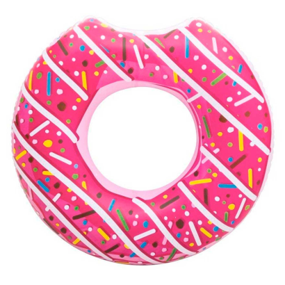 Tradineur - Flotador hinchable con diseño de donut, vinilo resistente, 107 cm diámetro.