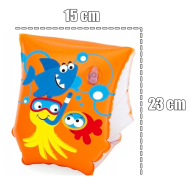 Tradineur - Manguitos infantiles de peces, piscina, vinilo resistente. Para niños de 3 - 6 años. 23 x 15 cm