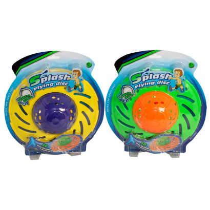 Tradineur - Juego splash flying disc con 50 globos de agua, ovni loco, juguete de agua para exterior, verano, niños, 22 x 8 cm, color aleatorio