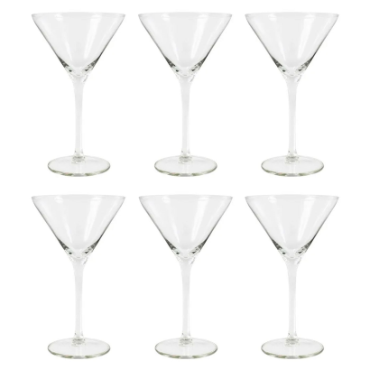 Tradineur - Set de 6 copas de cristal para cócteles, modelo Degustation, bebidas, champán, aptas para lavavajillas, fiestas, celebraciones (26 cl, 18 cm)