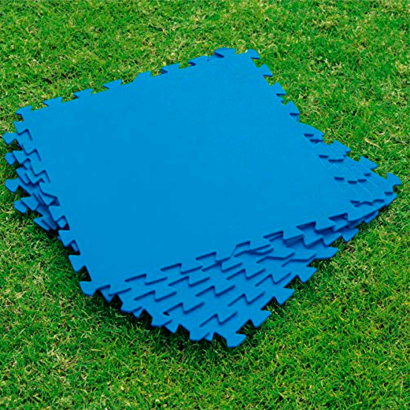 Tradineur - Protector de suelo para piscina, Set de 9 piezas de 50 x 50 cm, color azul, 4 mm de grosor. Tapete, alfombra puzzle protectora