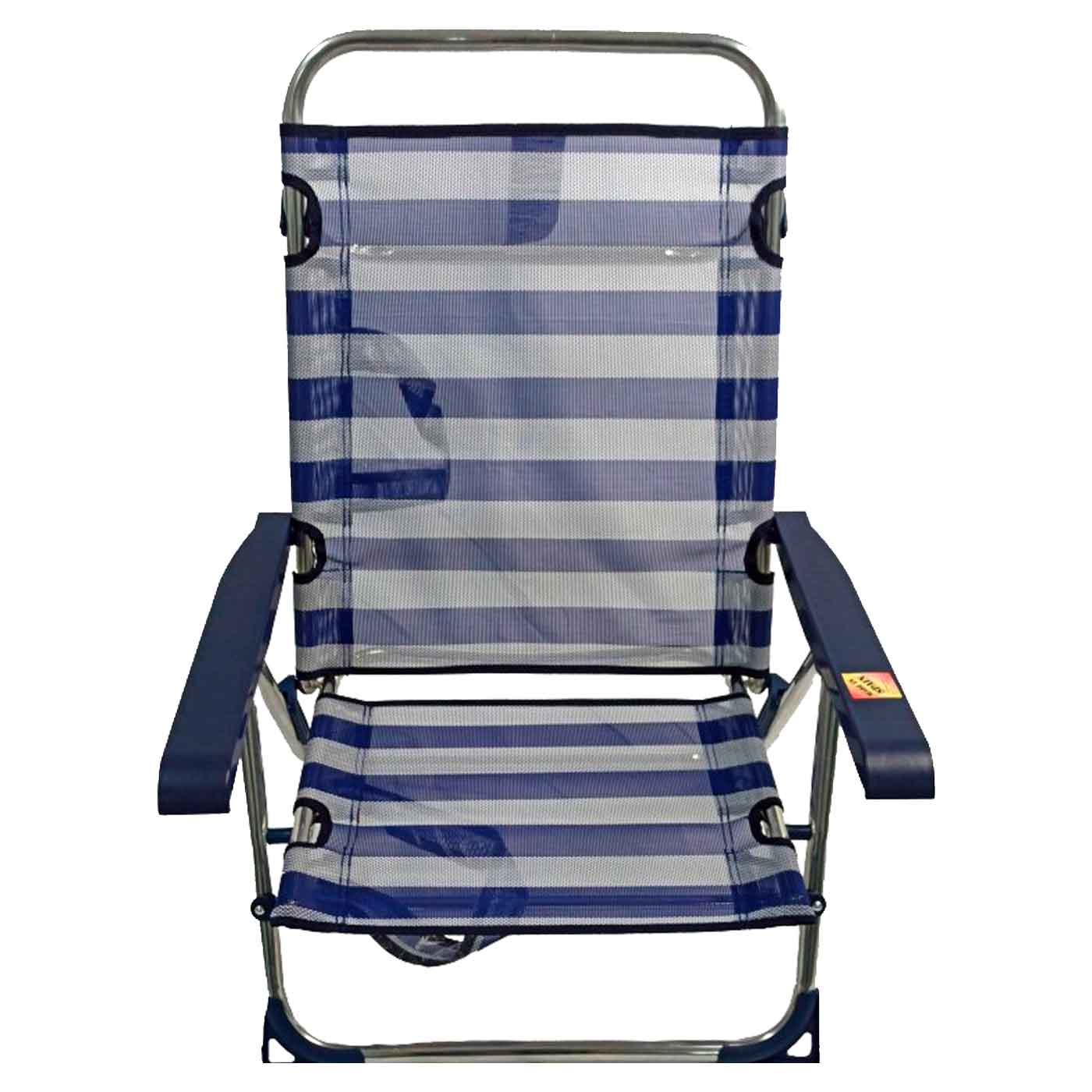 Tradineur - Tumbona plegable playa piscina posiciones regulables - Fabricado en aluminio - Color azul y blanco - 79 x 60 x 61 cm