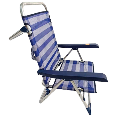 Tradineur - Tumbona plegable playa piscina posiciones regulables - Fabricado en aluminio - Color azul y blanco - 79 x 60 x 61 cm