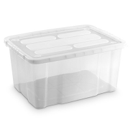 Tradineur - Caja de plástico transparente Nº 18, 60 litros, contenedor de plástico para almacenamiento con tapa, interior y exterior, 61,5 x 45 x 29,7 cm, modelo aleatorio