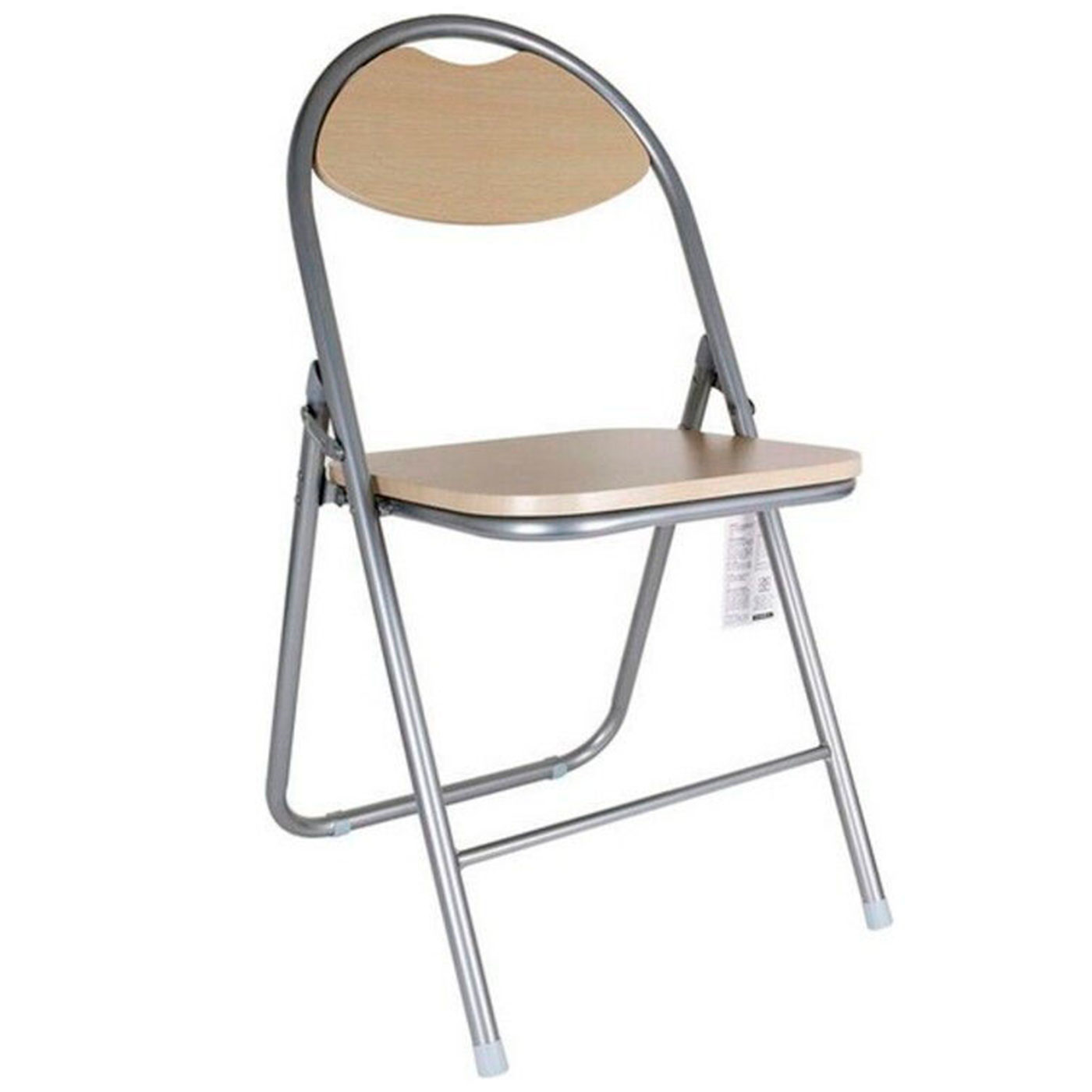 Tradineur - Silla plegable metálica con asiento y respaldo de madera, conteras antideslizantes, reposapiés, jardín, camping, hogar, 81 x 44,5 x 46 cm