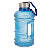 Tradineur - Botella de plástico con asa, garrafa, bidón agua sin BPA, a prueba de fugas, senderismo, acampada, fitness, gimnasio (Azul, 1 litro, 21 x 10 cm)