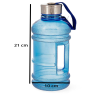 Tradineur - Botella de plástico con asa, garrafa, bidón agua sin BPA, a prueba de fugas, senderismo, acampada, fitness, gimnasio (Azul, 1 litro, 21 x 10 cm)