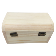 Tradineur - Caja de madera con tapa redondeada, madera natural, cierre metálico, almacenaje joyas, manualidades, decoración, 6 x 9,5 x 5,9 cm