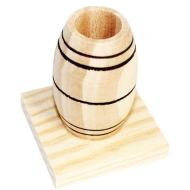 Tradineur - Palillero sencillo de madera natural sin tratar, soporte para palillos ovalado, diseño tradicional, 7 x 6,2 x 6 cm