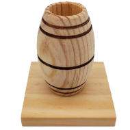 Tradineur - Palillero sencillo de madera natural sin tratar, soporte para palillos ovalado, diseño tradicional, 7 x 6,2 x 6 cm