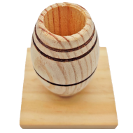 Tradineur - Palillero sencillo de madera natural sin tratar, soporte para palillos ovalado, diseño tradicional, 7 x 6,2 x 6 cm