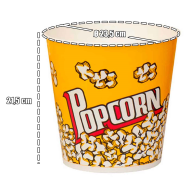 Tradineur - Gran Cubo de palomitas de plástico, recipiente reutilizable para cine en casa, fiestas, celebraciones (Amarillo, 21,5 x 23,5 cm)