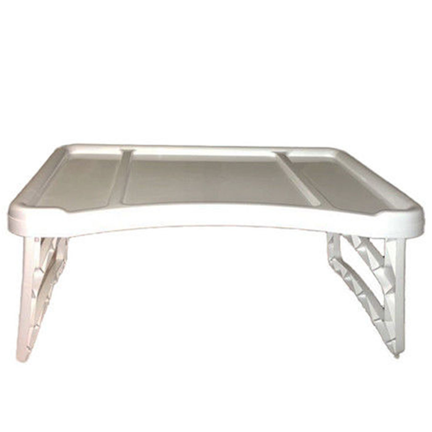 Plastic Forte - Bandeja cama plegable de plástico blanco 51 x 33 x 23 cm, mesa multiuso para desayuno con patas plegables, cantos redondeados, ligera y resistente