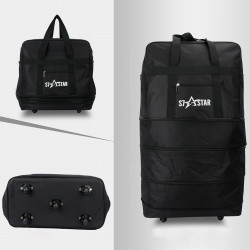 Tradineur - Maleta plegable de tela con 5 ruedas giratorias y asas, bolsa de viaje extensible, 4 posiciones, ligera, resistente