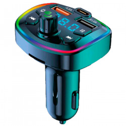 Transmisor FM bluetooth para mechero de coche, manos libres, reproductor de música inalámbrico, soporte tarjeta SD, luz de color