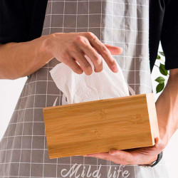 Tradineur - Caja de bambú para pañuelos, dispensador de pañuelos de papel con base extraíble, baño, dormitorio, cocina, 23 x 11,