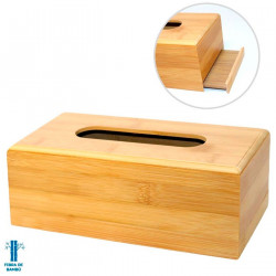 Tradineur - Caja de bambú para pañuelos, dispensador de pañuelos de papel con base extraíble, baño, dormitorio, cocina, 23 x 11,