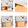 Tradineur - Caja de bambú para pañuelos, dispensador de pañuelos de papel con base extraíble, baño, dormitorio, cocina, 23 x 11,