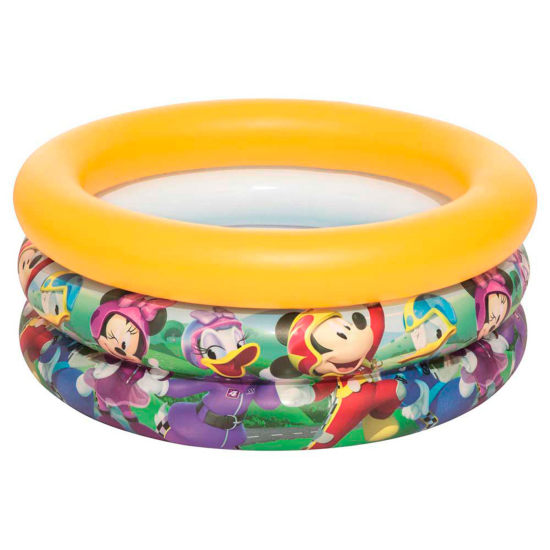 Tradineur - Piscina hinchable para niños, Mickey, Minnie, Pato Donald, piscina redonda inflable, parche de reparación (3 anillos, 38 litros, 70 x 30 cm)