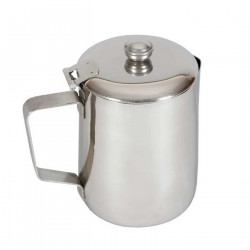 Tradineur - Tetera de acero inoxidable, con asa y pico vertedor, capacidad 1 litro, jarra de leche, cafetera, bares, hogar - 18