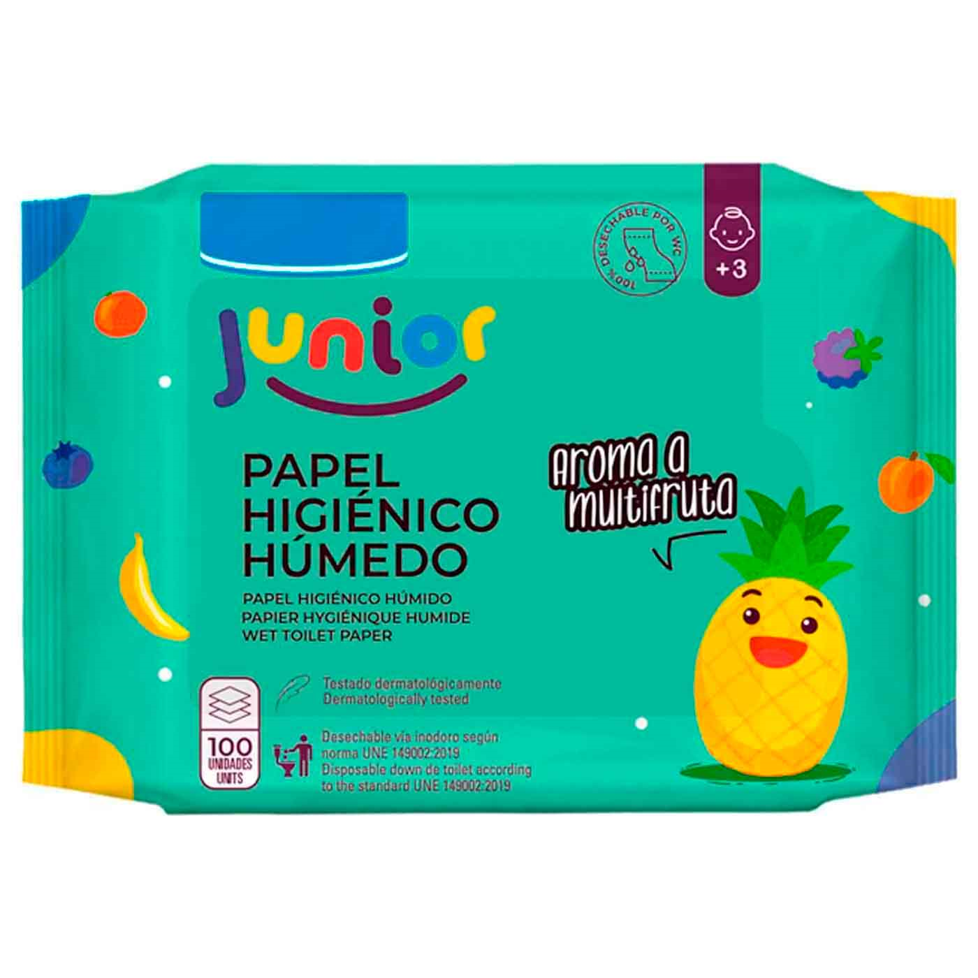 Tradineur - Papel Higiénico Húmedo WC Junior - Incluye 100 Unidades - biodegradable - Ideal para la limpieza total diaria de toda la familia.