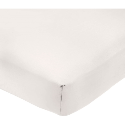 Tradineur - Sábana bajera ajustable de algodón para cama de 135, especial pieles sensibles, suave y transpirable (Blanco, 135 x 190/200 cm)