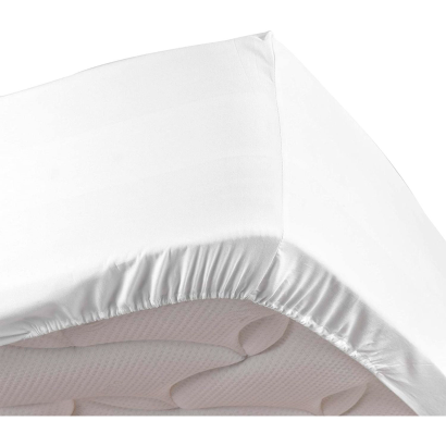 Tradineur - Sábana bajera ajustable de algodón para cama de 135, especial pieles sensibles, suave y transpirable (Blanco, 135 x 190/200 cm)