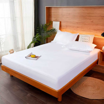 Tradineur - Sábana bajera ajustable de algodón para cama de 135, especial pieles sensibles, suave y transpirable (Blanco, 135 x 190/200 cm)