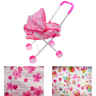 Tradineur - Cochecito para muñecas de plástico y metal, carrito de juguete infantil, navidad, cumpleaños, regalo, niños, rosa, 54 x 34,5 x 27,5 cm, modelo aleatorio