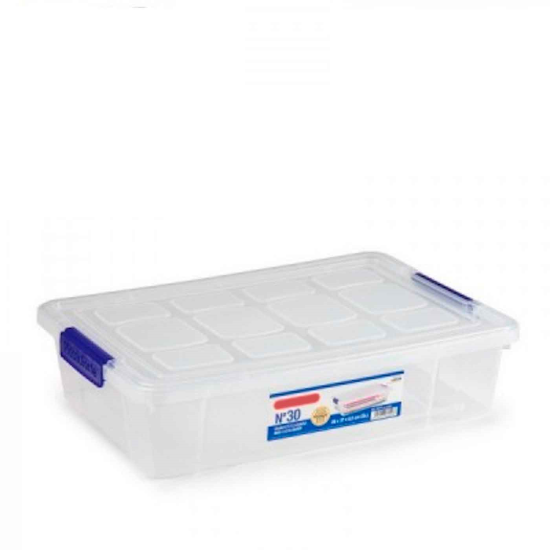 Tradineur - Caja de plástico transparente de 9 x 37 x 26 cm, con capacidad de 5 litros, Contenedor de plástico para almacenamiento con tapa válida para interior e exterior.