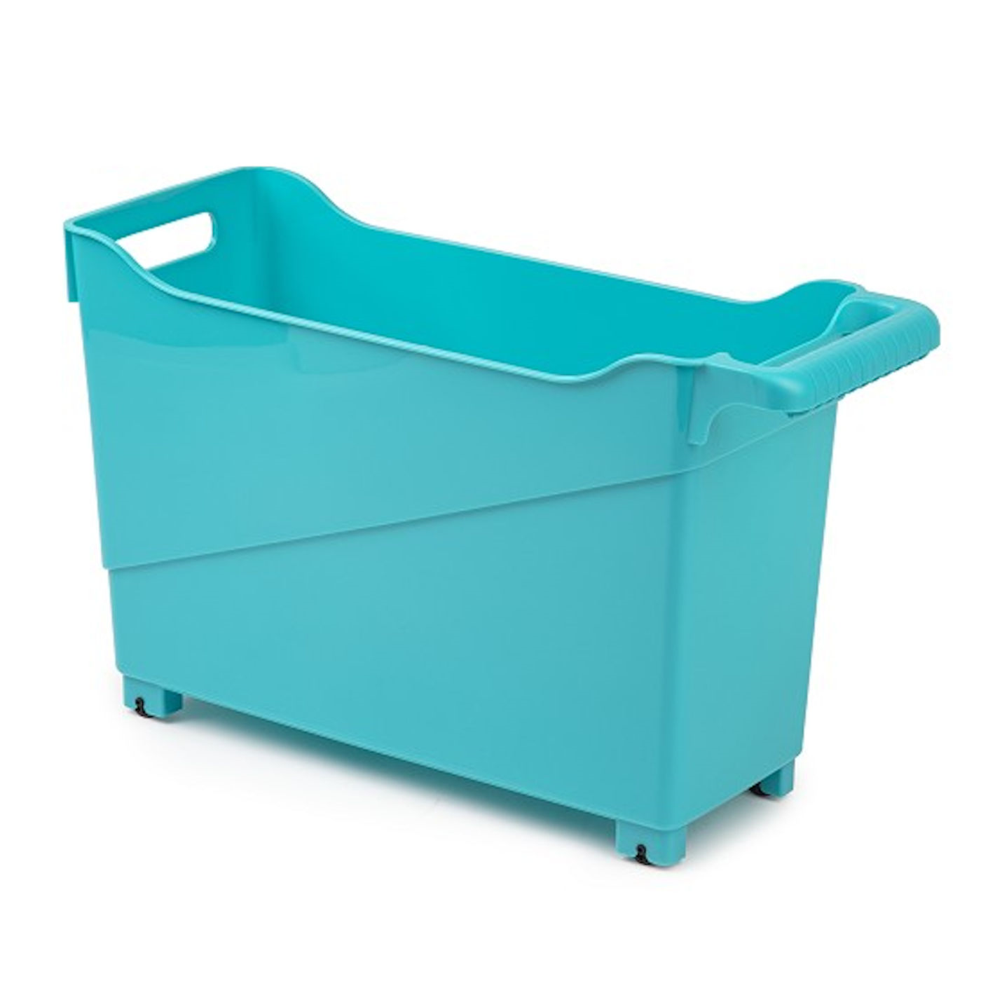 Tradineur - Carrito de plástico multiusos, de 27,8 x 45 x 16,8 cm, con ruedas y de color surtido. Cesta para diversos usos con ruedas para moverlo. Cesto para organización y almacenamiento.