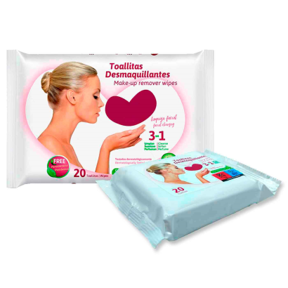 Tradineur - Toallitas desmaquillantes con perfume de pepino - 3 en 1, Limpia, suaviza y perfuma - Incluye 20 Toallas.