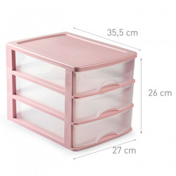 Tradineur - Cajonera de sobremesa - Fabricado en España - 3 Cajones Transparentes - Torre de almacenaje, armario, baño, oficina