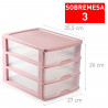 Tradineur - Cajonera de sobremesa - Fabricado en España - 3 Cajones Transparentes - Torre de almacenaje, armario, baño, oficina