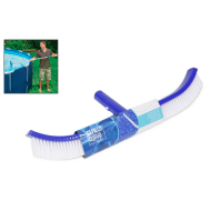 Tradineur - Cepillo curvo para piscinas 43 x 3 cm, fijación clip, cabezal de cepillo limpiafondos y paredes de piscina, cerdas fuertes y resistentes