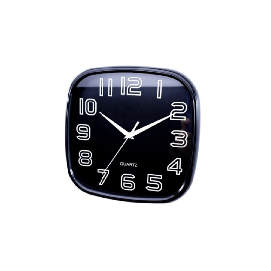 Tradineur - Reloj de pared analógico cuadrado 25 x 25 cm, números grandes, reloj clásico para cocina, sala de estar, dormitorio, oficina, decoración del hogar, color aleatorio